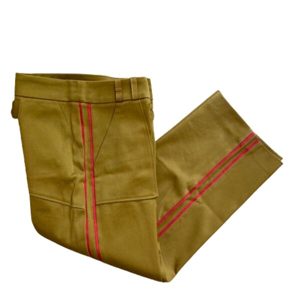 Zara SALE! High Waisted Wide Cropped Pants Mustard Color Red Stripes, sz. Medium - Picture 8 of 14